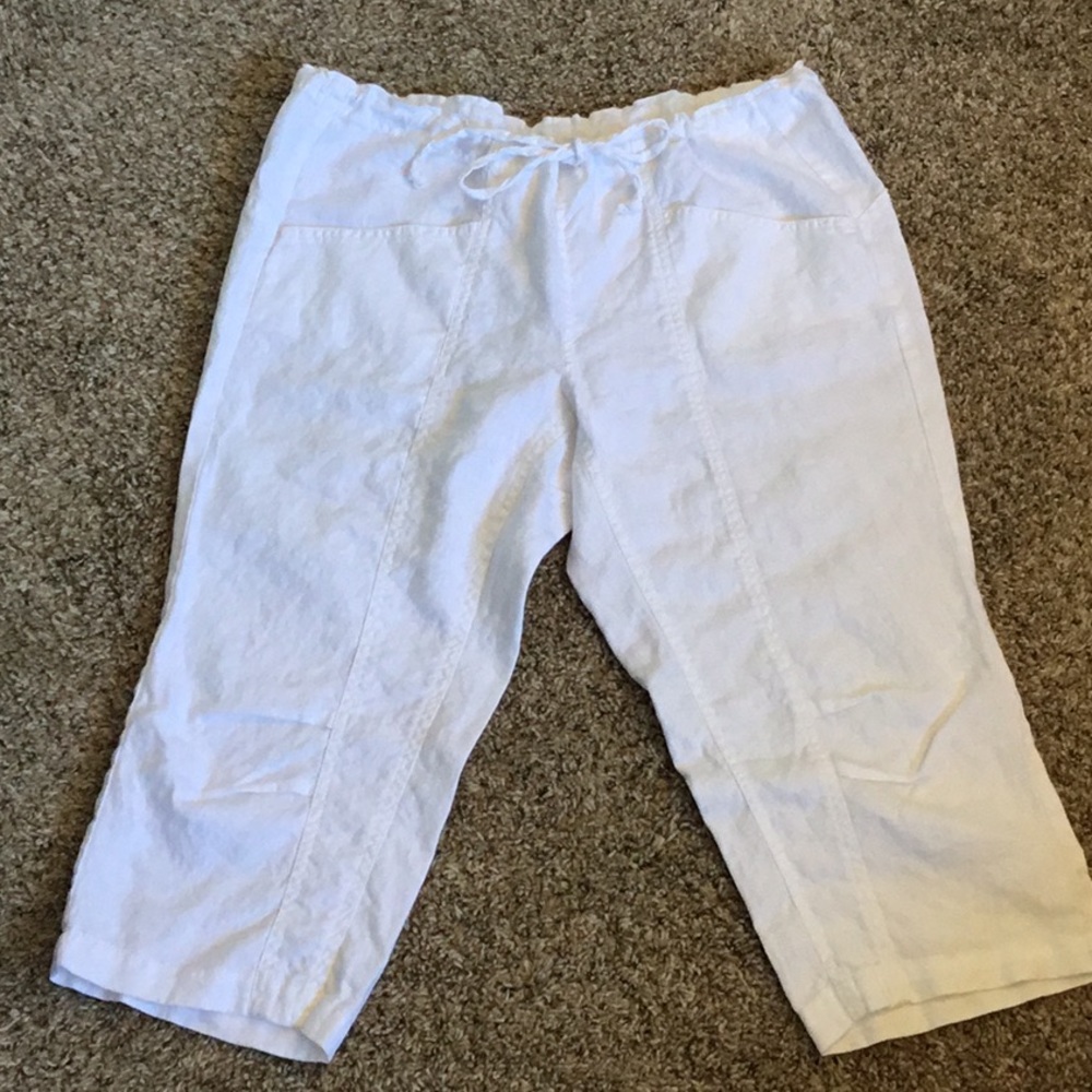 CAbi linen Capri pants white  M